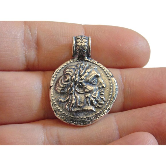 Ancient Coin Philip V King of Macedon Pendant Medal Artisan Copy Sterling Silver - Picture 1 of 4
